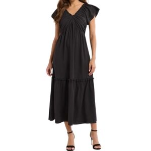 Sofia by Sofia Vergara Flutter Sleeve, V Neck Midi-dress